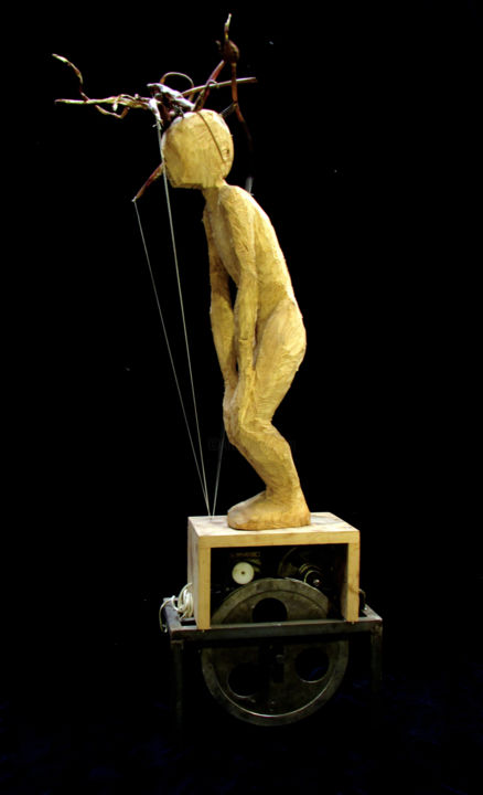 Scultura intitolato "enfant-soldat-2b.jpg" da Laurent Descotils, Opera d'arte originale, Legno