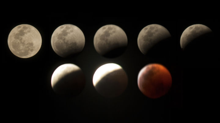 Digital Arts titled "Eclipse de Lune dan…" by Naturel Irtiched, Original Artwork, Photo Montage