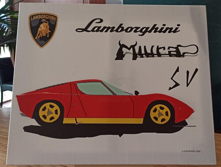 Цифровое искусство под названием "Lamborghini Miura S…" - Laurent Durand, Подлинное произведение искусства, Цифровая живопись
