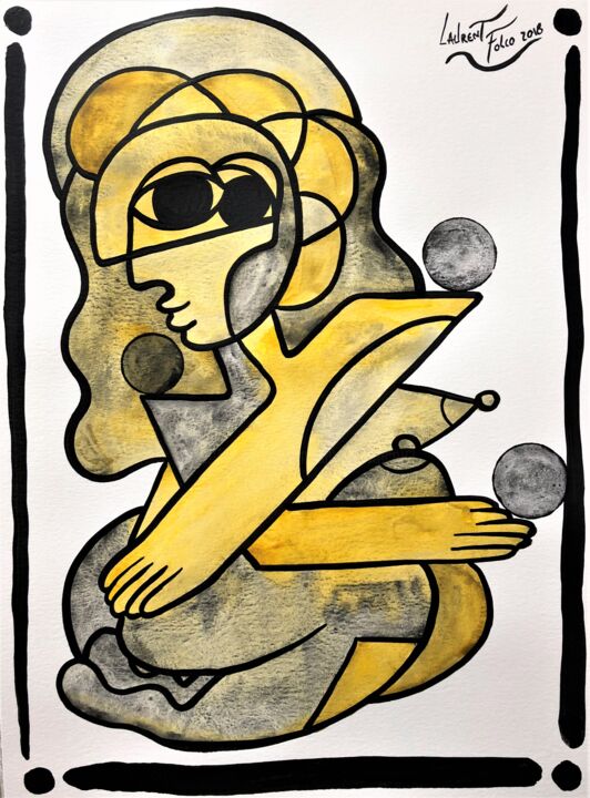 Peinture intitulée "La femme Soleil" par Laurent Folco, Œuvre d'art originale, Acrylique