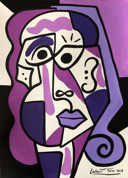 Painting titled "Violette" by Laurent Folco, Original Artwork, Acrylic