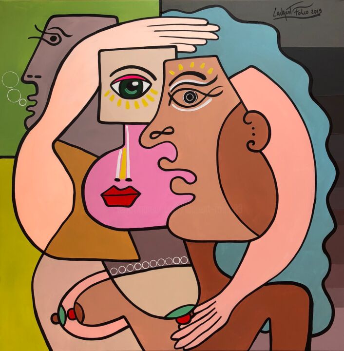 Painting titled "Femme de couleur." by Laurent Folco, Original Artwork, Acrylic