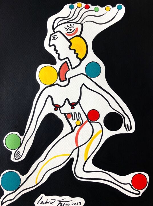 Painting titled "La jongleuse" by Laurent Folco, Original Artwork, Acrylic