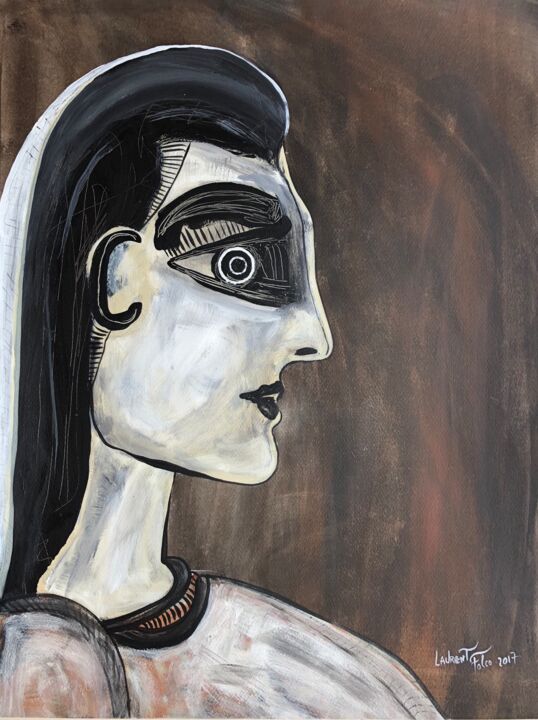 Peinture intitulée "Portrait de femme 2" par Laurent Folco, Œuvre d'art originale, Acrylique