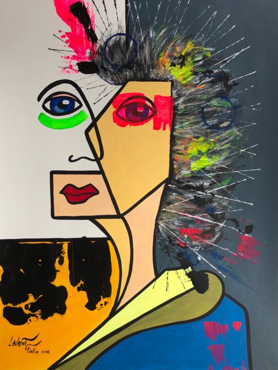 Painting titled "Punk" by Laurent Folco, Original Artwork, Acrylic