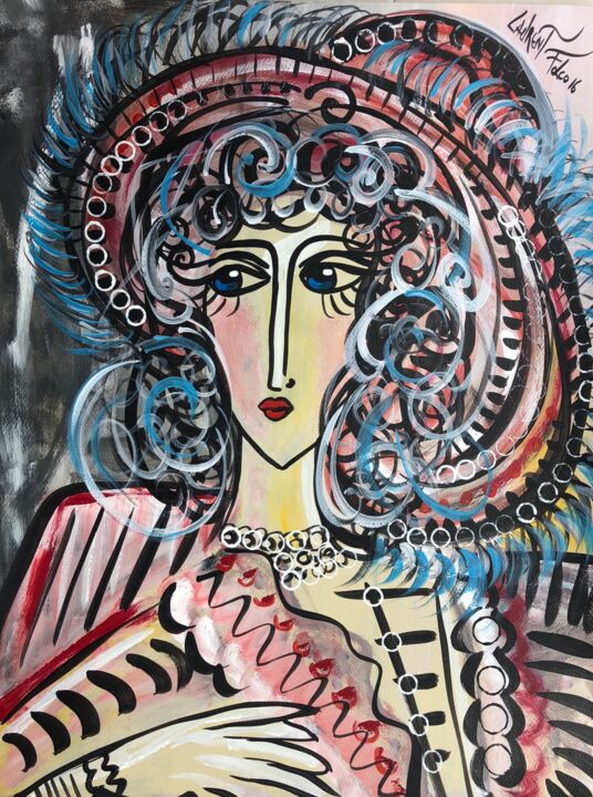 Peinture intitulée "Portrait de femme" par Laurent Folco, Œuvre d'art originale, Acrylique