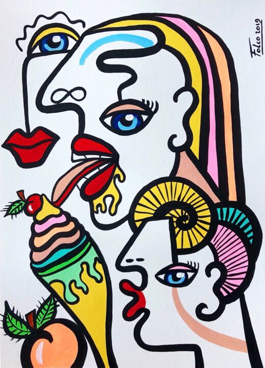 Peinture intitulée "Ice cream" par Laurent Folco, Œuvre d'art originale, Acrylique