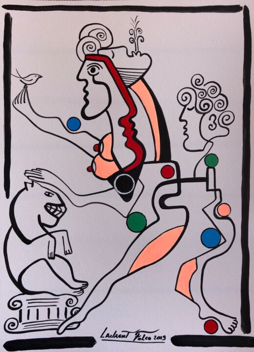 Painting titled "Personnages-clés" by Laurent Folco, Original Artwork, Acrylic