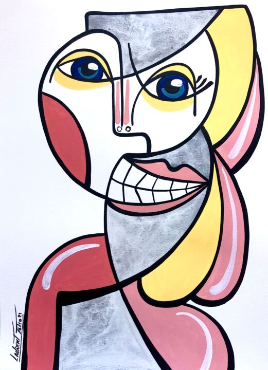 Peinture intitulée "Sourire en coin." par Laurent Folco, Œuvre d'art originale, Acrylique