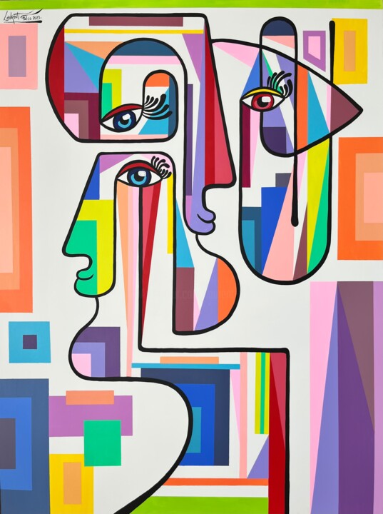 Peinture intitulée "Pixel" par Laurent Folco, Œuvre d'art originale, Acrylique Monté sur Châssis en bois
