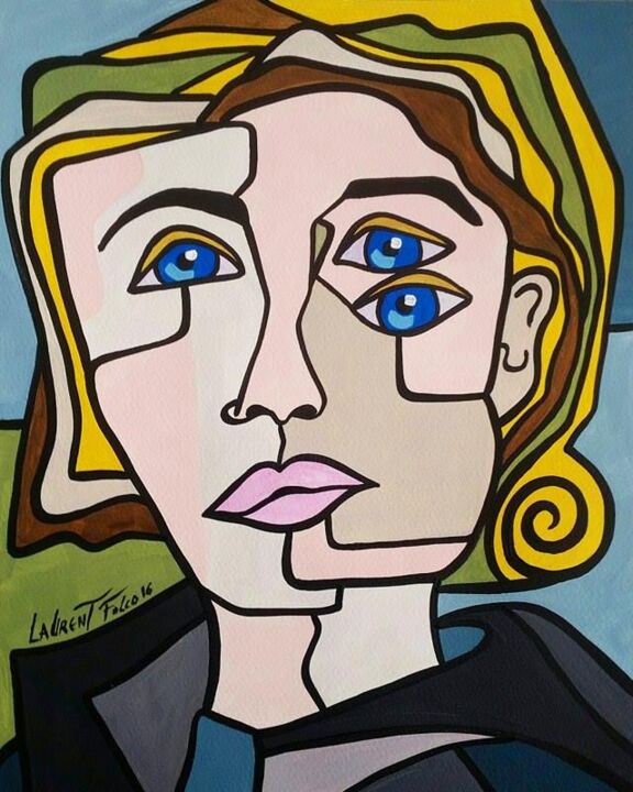 Painting titled "Emmanuelle Beart" by Laurent Folco, Original Artwork, Acrylic