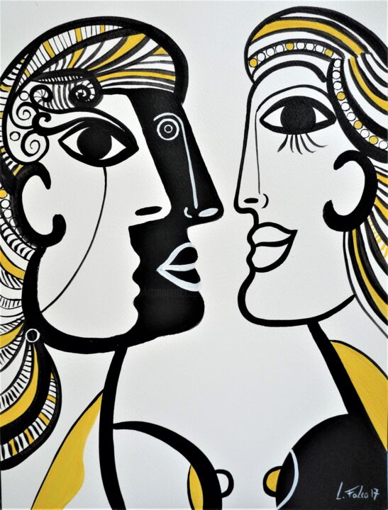 Картина под названием "Face à Face" - Laurent Folco, Подлинное произведение искусства, Акрил