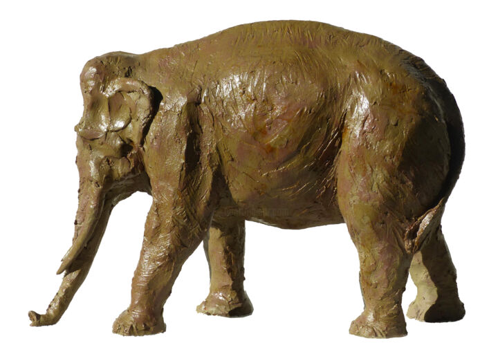 Sculpture intitulée "Eléphant d'Asie II" par Laurent Frontère, Œuvre d'art originale, Terre cuite