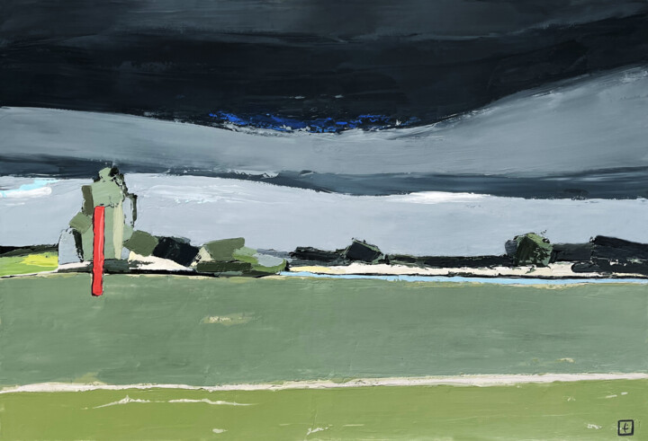 Картина под названием "La Saône" - Laurent Gilbert, Подлинное произведение искусства, Акрил Установлен на Деревянная рама дл…