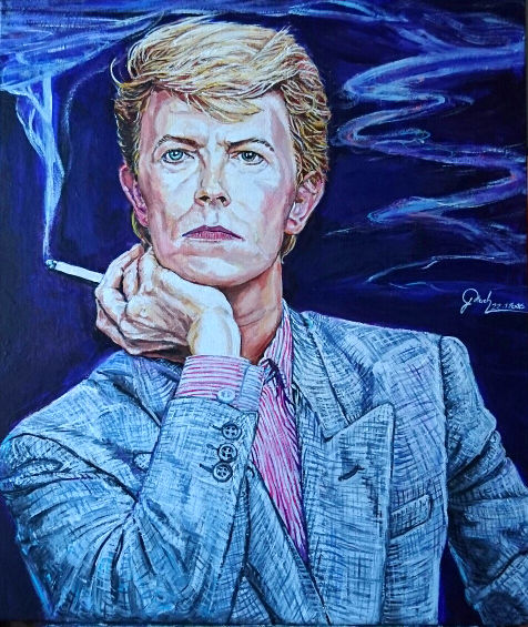 Painting titled "david-bowie" by Laurent Gluck, Original Artwork, Acrylic