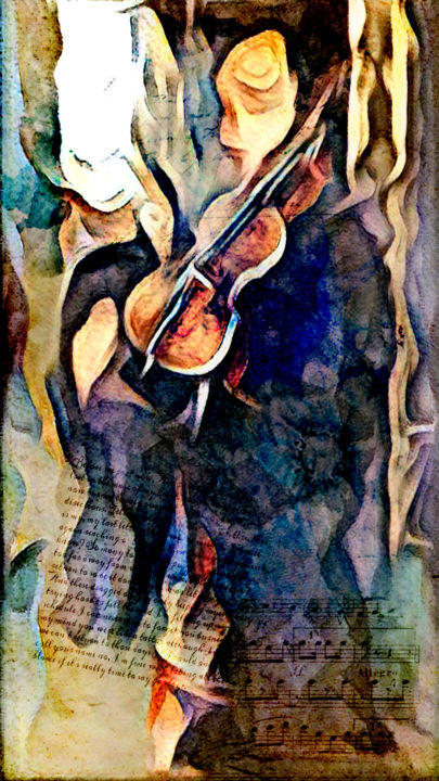 Pittura intitolato "Le violoniste" da Laurent Guillot, Opera d'arte originale, Pittura digitale