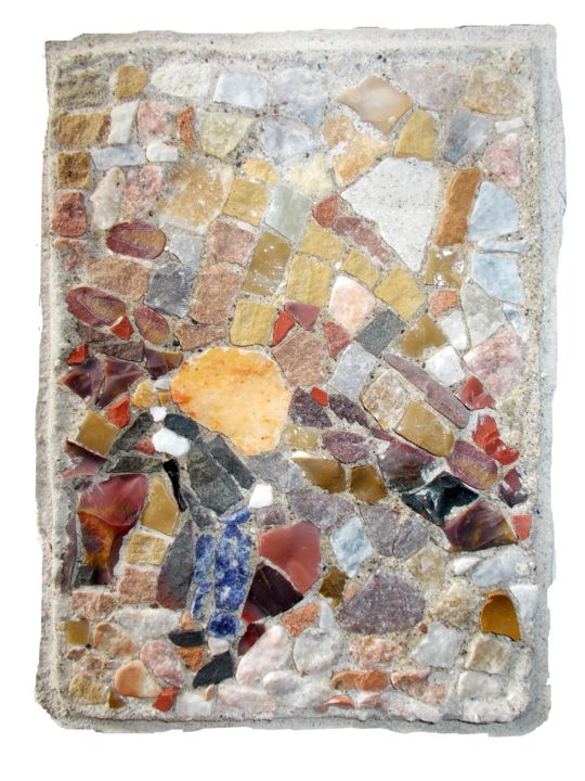 Escultura titulada "porteur de minéraux" por Laurent Hunzinger, Obra de arte original, Mosaico