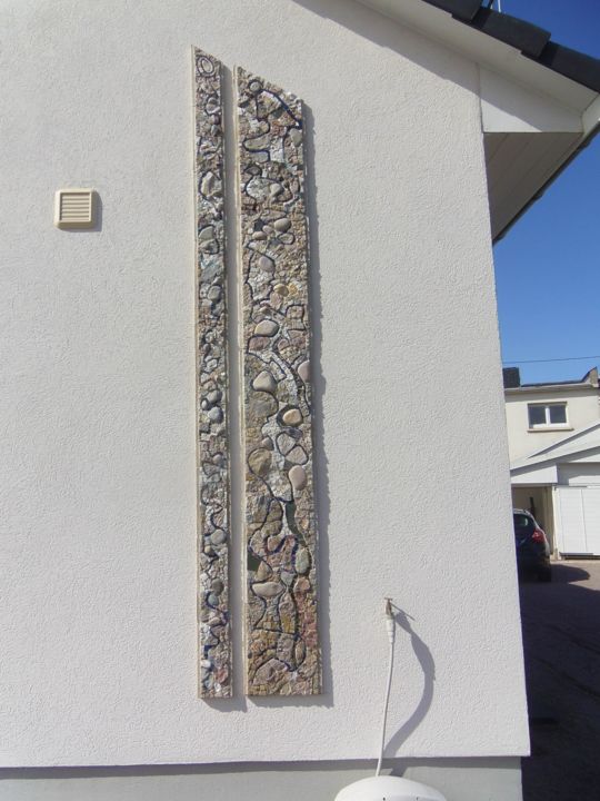 Sculpture intitulée "Mosaique sur façade" par Laurent Hunzinger, Œuvre d'art originale, Mosaïque