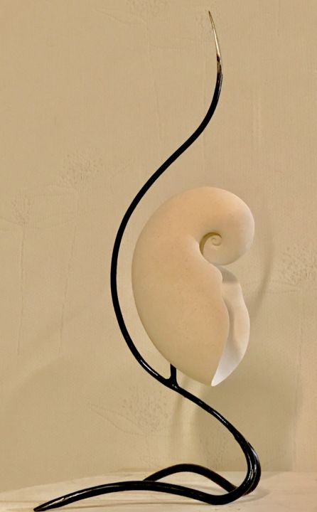 Sculpture titled "Nautilus" by Laurent Letard Sculpteur Empreinte De Vi, Original Artwork, Metals