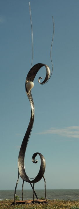 Sculpture titled "EVENEMENT" by Laurent Letard Sculpteur Empreinte De Vi, Original Artwork, Metals