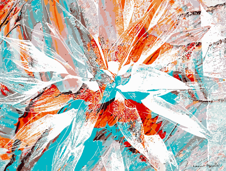 「orange agave」というタイトルのデジタルアーツ Laurent Maruaniによって, オリジナルのアートワーク, デジタル絵画 金属にマウント