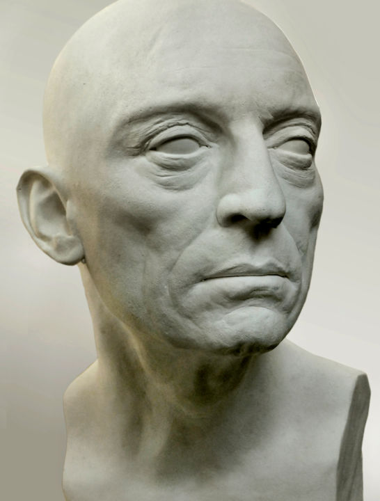 Sculpture titled "Portrait Buster" by Laurent Mc, Original Artwork, Plaster