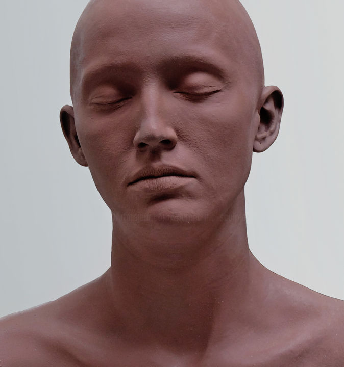 Скульптура под названием "Visage" - Laurent Mc, Подлинное произведение искусства, Глина