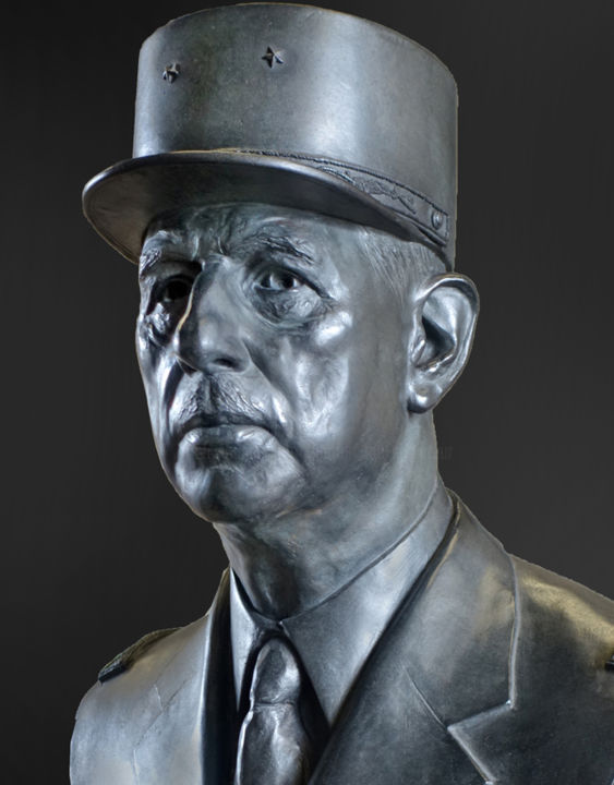 Sculpture titled "Buste De Gaulle, br…" by Laurent Mc, Original Artwork, Bronze