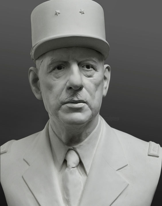 Escultura titulada "De Gaulle au Musée…" por Laurent Mc, Obra de arte original, Yeso