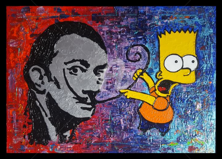 Pintura titulada "Bart VS DALI" por Elmago, Obra de arte original, Acrílico