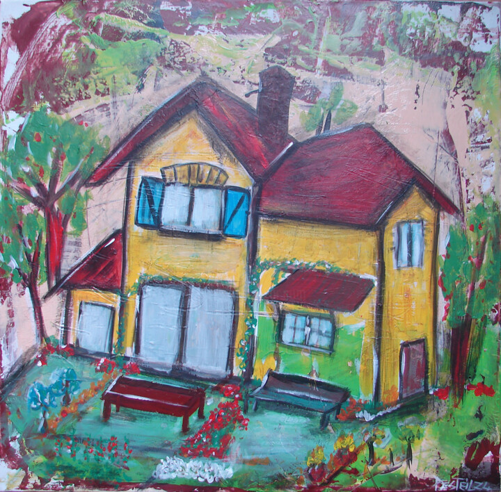 Peinture intitulée "Maison 1" par Laurent Pesteil, Œuvre d'art originale, Acrylique