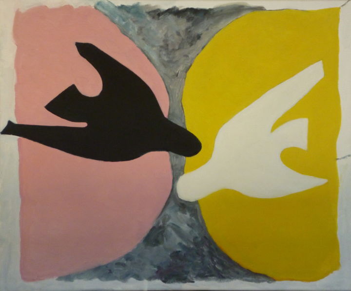Painting titled "oiseau noir oiseau…" by Laurent Wicker, Original Artwork