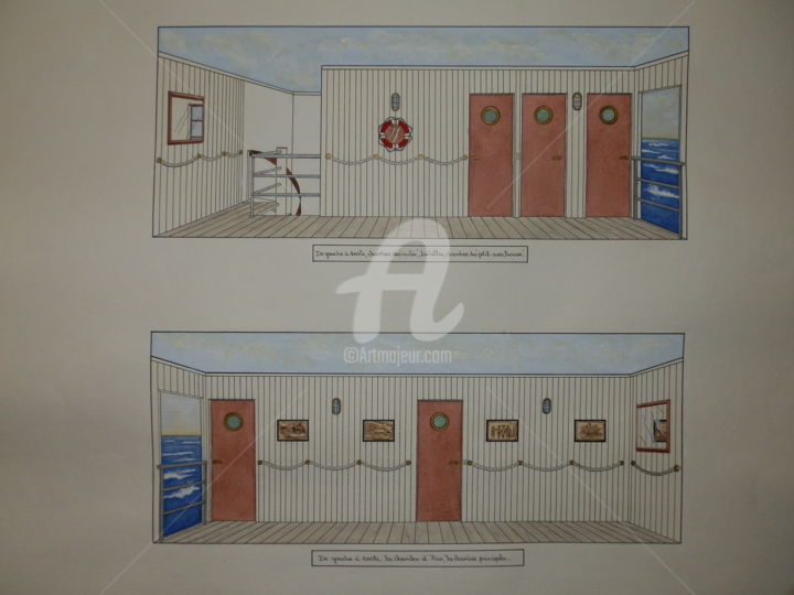 Handwerk mit dem Titel "Couloirs étage, déc…" von Laurent Berthe, Original-Kunstwerk