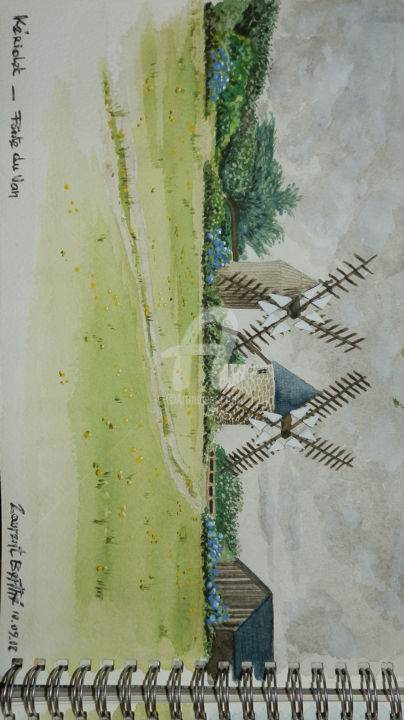 Painting titled "Les Moulins de La P…" by Laurent Berthe, Original Artwork