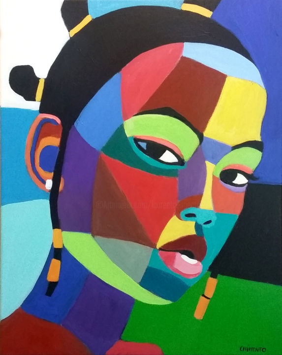 Painting titled "-Aminata-" by Laurent Chimento, Original Artwork, Acrylic