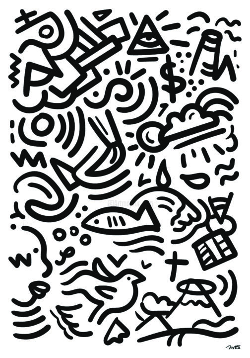 Digitale Kunst mit dem Titel "DOODLE PABLO" von Laurent Notte (NOTTE), Original-Kunstwerk, 2D digitale Arbeit