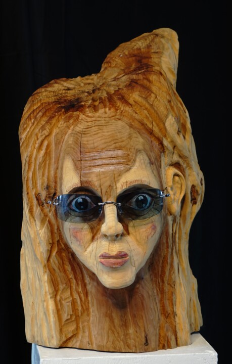 Skulptur mit dem Titel "70's" von Laurent Reverchon, Original-Kunstwerk, Holz