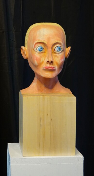 Skulptur mit dem Titel "jp" von Laurent Reverchon, Original-Kunstwerk, Holz