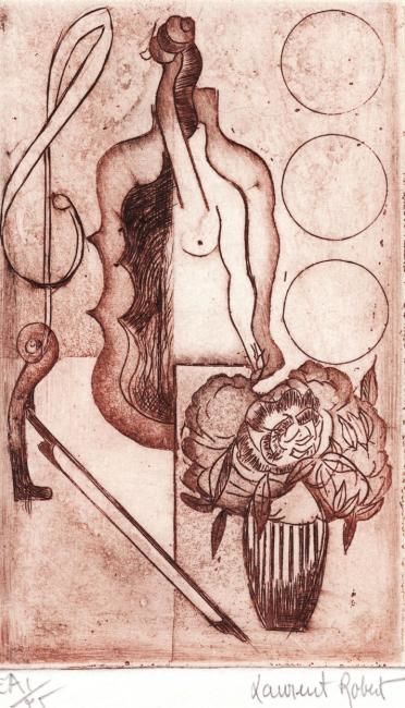 Gravures & estampes intitulée "corps à corps" par Laurent Robert, Œuvre d'art originale, Gravure