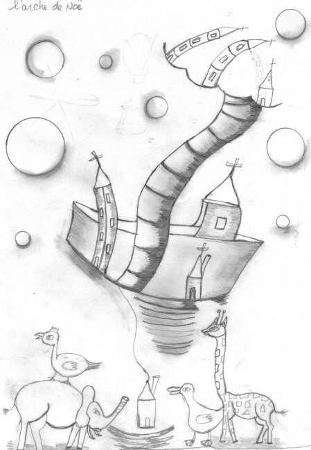 Dibujo titulada "l'arche de noé" por Lauretta Bonhomme, Obra de arte original