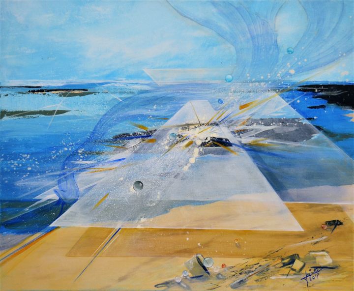 Pintura intitulada "L'éclat de l'eau 2" por Laurette Landiech, Obras de arte originais, Acrílico