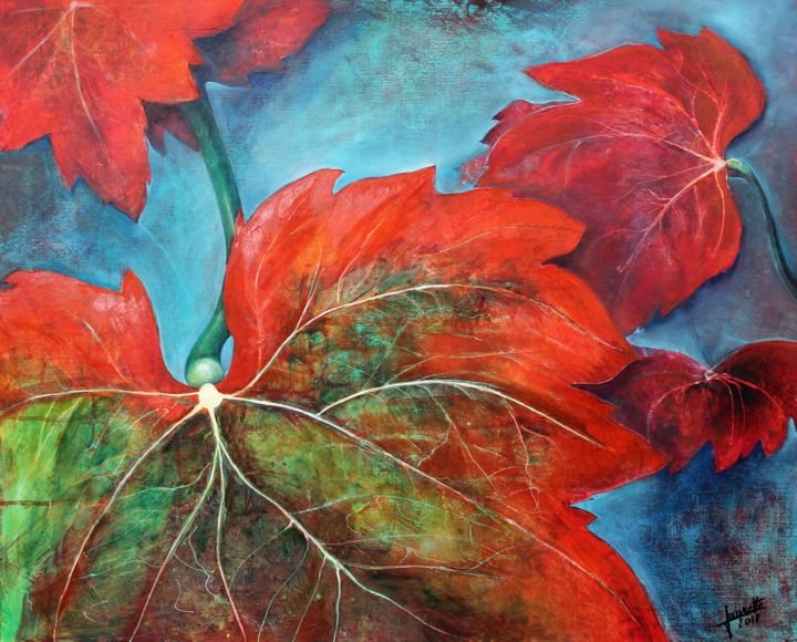 Peinture intitulée "En automne" par Laurette Landiech, Œuvre d'art originale, Huile