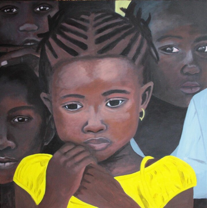 Peinture intitulée ""Fillette sénégalai…" par Laurie Consiglio, Œuvre d'art originale, Acrylique Monté sur Châssis en bois