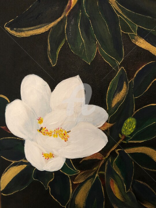 Painting titled "Magnolia" by Laurie Deneux, Original Artwork