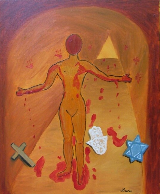 Painting titled "La Réddition de Dieu" by Laurie Thinot, Original Artwork