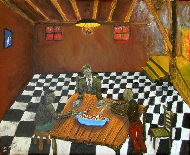 Painting titled "Le repas de Seti" by Laurie Thinot, Original Artwork