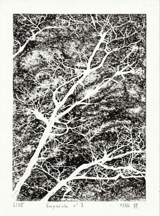 Druckgrafik mit dem Titel "Empreinte n°3 - 2/25" von Laurine Firmin, Original-Kunstwerk, Linoldrucke