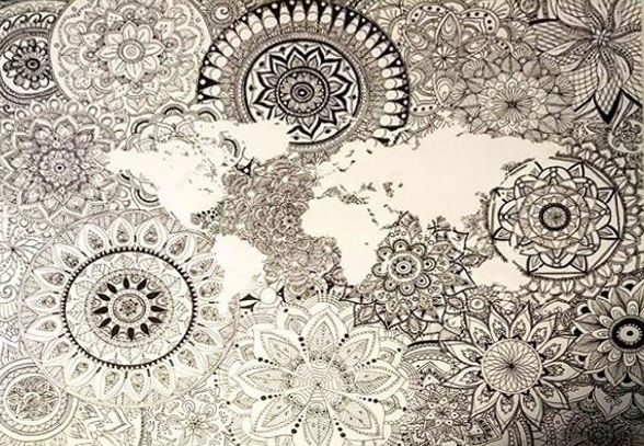 Carte Du Monde Mandala Dessin Par Laurine Massez Artmajeur