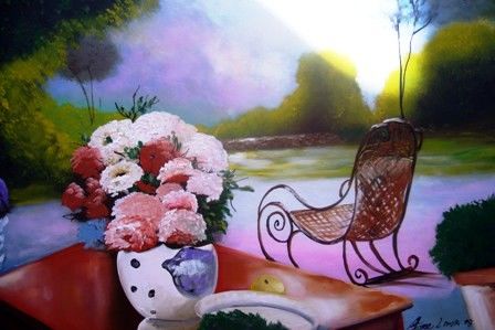 Pintura intitulada "meu jardim florido" por Ana De Lourdes Araujo De Carvalho Carvalho, Obras de arte originais