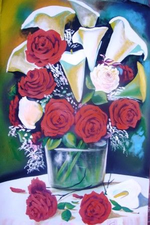 Pintura intitulada "jarro de flores" por Ana De Lourdes Araujo De Carvalho Carvalho, Obras de arte originais